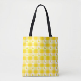 Childhood Cancer Awareness Plaid Gold Ribbon トートバッグ