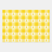 Childhood Cancer Awareness Plaid Gold Ribbon ラッピングペーパーシート (正面3)