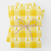 Childhood Cancer Awareness Plaid Gold Ribbon ラッピングペーパーシート (インサイチュ)