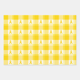 Childhood Cancer Awareness Plaid Gold Ribbon ラッピングペーパーシート