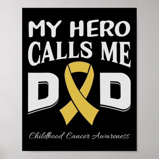 Childhood Cancer Awareness Survivor Ribbon Men Dad ポスター (正面)