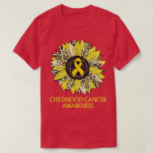 Childhood Cancer Awareness Yellow Leopard Sunflowe Tシャツ (デザイン正面)