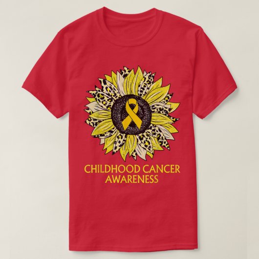 Childhood Cancer Awareness Yellow Leopard Sunflowe Tシャツ (デザイン正面)
