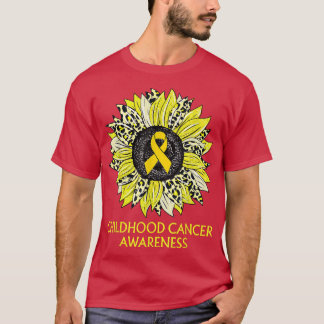 Childhood Cancer Awareness Yellow Leopard Sunflowe Tシャツ