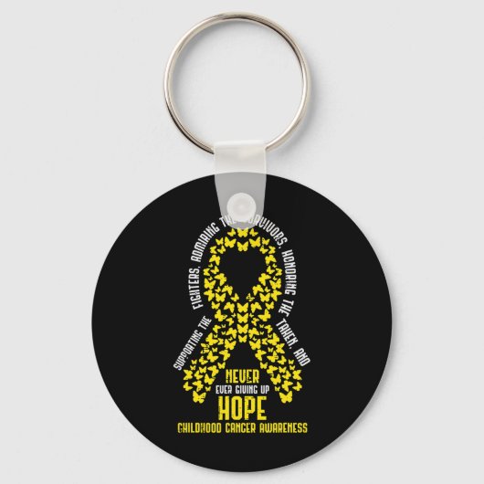 Childhood Cancer Ribbon Never Giving Up Hope Aware キーホルダー (正面)
