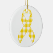 Childhood Cancer Survivor Plaid Gold Ribbon セラミックオーナメント (右)