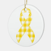 Childhood Cancer Survivor Plaid Gold Ribbon セラミックオーナメント (左)