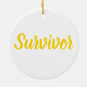 Childhood Cancer Survivor Plaid Gold Ribbon セラミックオーナメント (裏面)