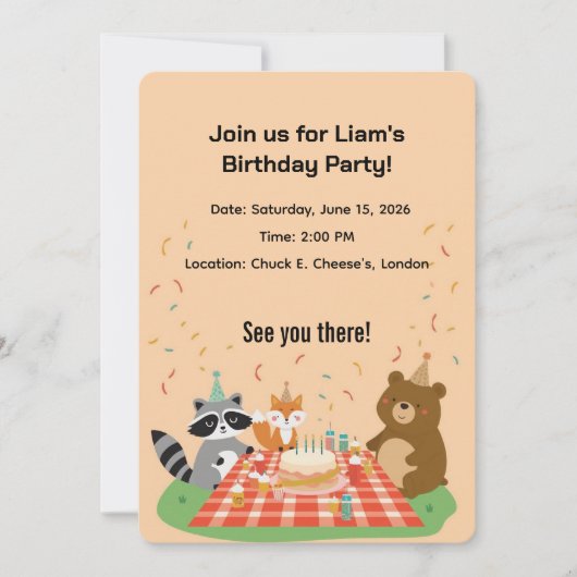 Childish Birthday Invitation Card – Fun Kids Party シーズンカード (正面)