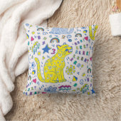 childish pattern with tiger,letters,rainbows,numbe クッション (ブランケット)