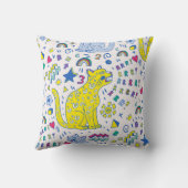 childish pattern with tiger,letters,rainbows,numbe クッション (裏面)