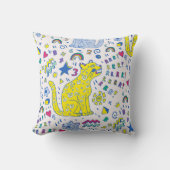 childish pattern with tiger,letters,rainbows,numbe クッション (正面)