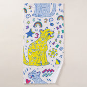 childish pattern with tiger,letters,rainbows,numbe バスタオル (バスタオル)