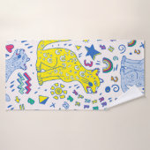childish pattern with tiger,letters,rainbows,numbe バスタオル (バスタオル)
