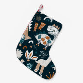 Childish seamless pattern with hand drawn dinosaur スモールクリスマスストッキング (正面 (吊り時))