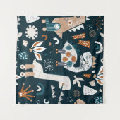Childish seamless pattern with hand drawn dinosaur タペストリー (正面(横))