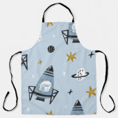 Childish seamless pattern with hand drawn space el エプロン (正面)