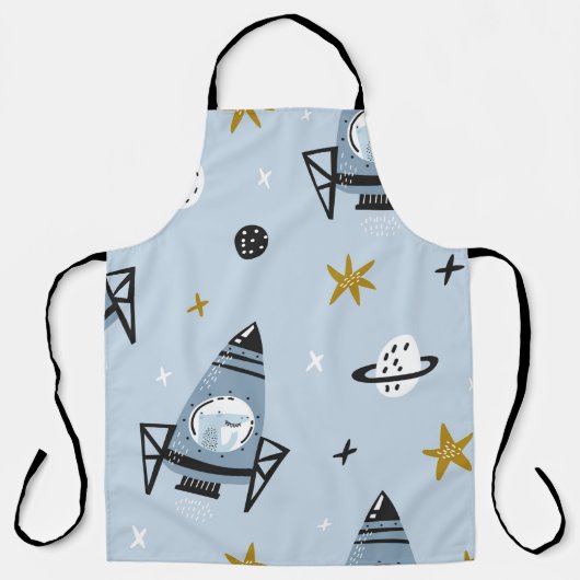 Childish seamless pattern with hand drawn space el エプロン (正面)