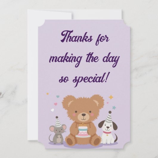 Childish Thank You Birthday Card Fun Kids Party シーズンカード (正面)