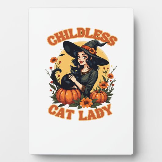 Childless cat lady witch - funny witchy black cat  フォトプラーク (正面)