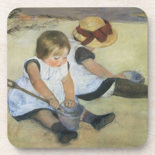 Children'遊's on the ビーチ by Mary Cassatt コースター (正面)