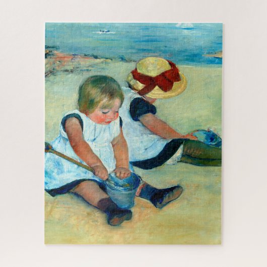 Children'遊's on the ビーチ by Mary Cassatt ジグソーパズル (縦)