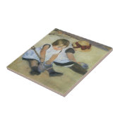 Children'遊's on the ビーチ by Mary Cassatt タイル (側面)