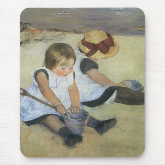 Children'遊's on the ビーチ by Mary Cassatt マウスパッド (正面)