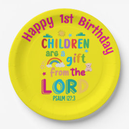 "Children Are a Gift from the Lord" Custom yellow ペーパープレート