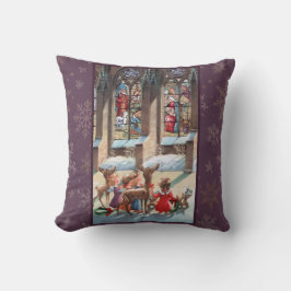 Children at the Church Window Christmas  クッション