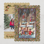 Children At The Church Window Christmas シーズンカード (正面/裏面)