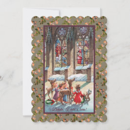 Children At The Church Window Christmas シーズンカード
