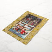 Children at the Church Window Foil Christmas Card 箔シーズンカード (回転した状態)