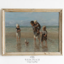 Children at the Sea海シースケープ絵画のポスター