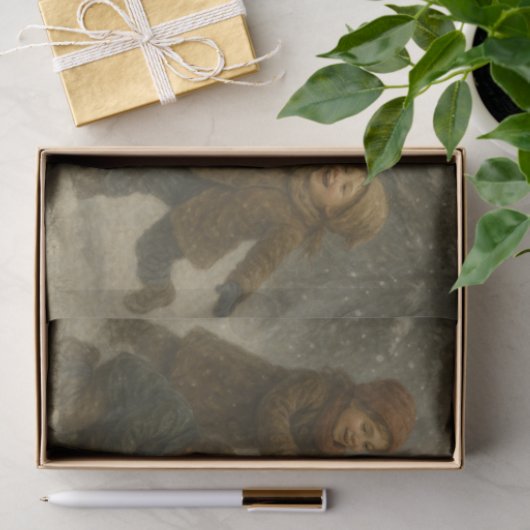 Children Building a Snowman 薄葉紙 (ギフト)