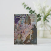 children dance cat bird cage sheet music collage ポストカード (スタンド正面)