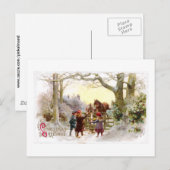 Children Feeding Horses Antique Christmas シーズンポストカード (正面/裏面)