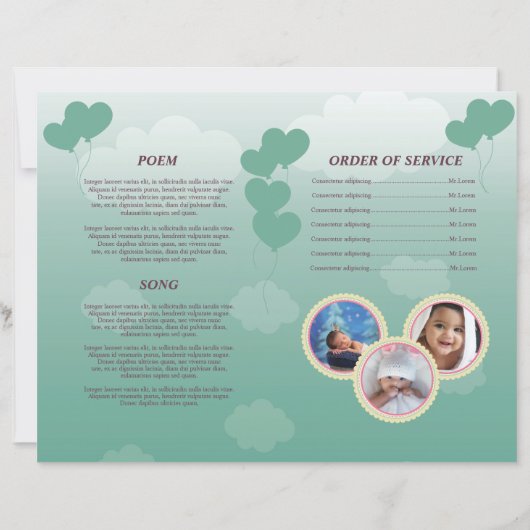 Children Funeral Program Template (裏面)