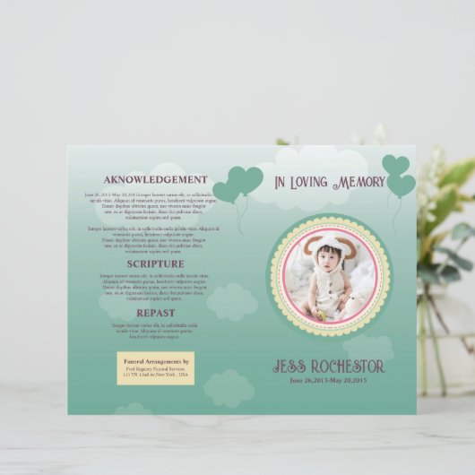 Children Funeral Program Template (スタンド正面)