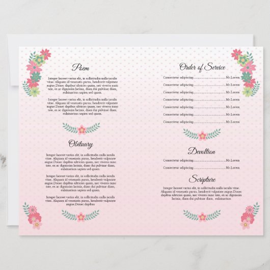 Children Funeral Program Template (裏面)