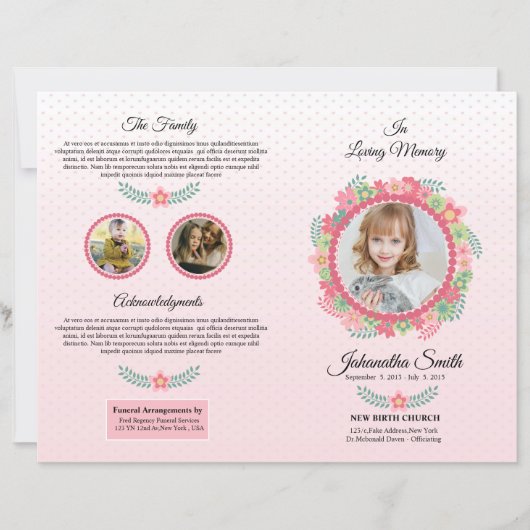 Children Funeral Program Template (正面)