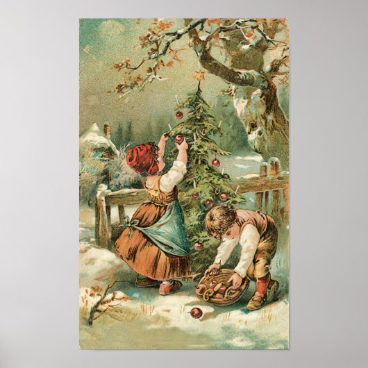 Children Gather Christmas Apples Poster ポスター (正面)