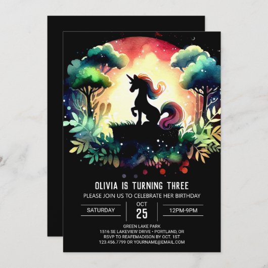 Children Horse Birthday 招待状 (正面/裏面)