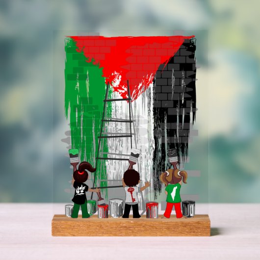 Children of Gaza Painting Palestine Flag  アクリルサイン (ニュートラル)