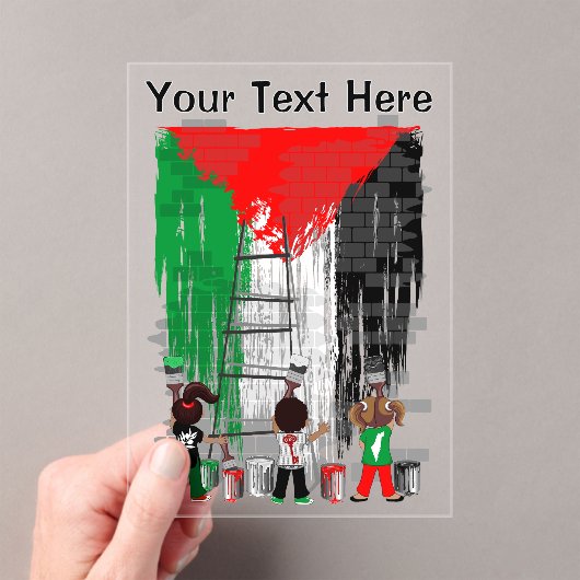 Children of Gaza Painting Palestine Flag  アクリル招待状 (インサイチュ (ポータブル))