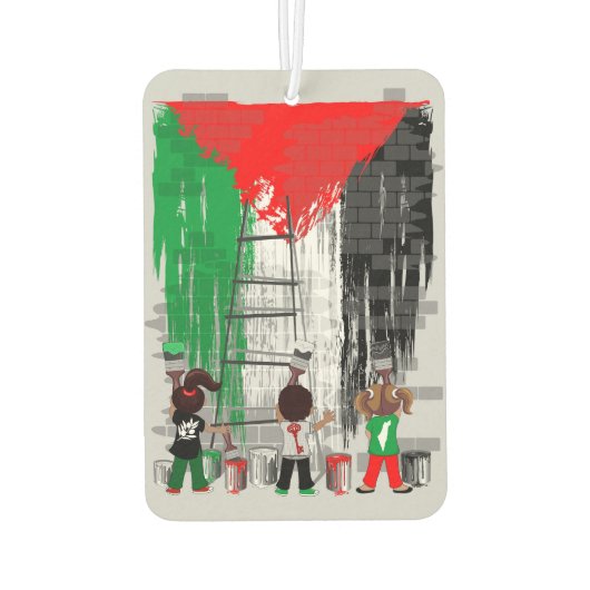 Children of Gaza Painting Palestine Flag  カーエアーフレッシュナー (裏面)