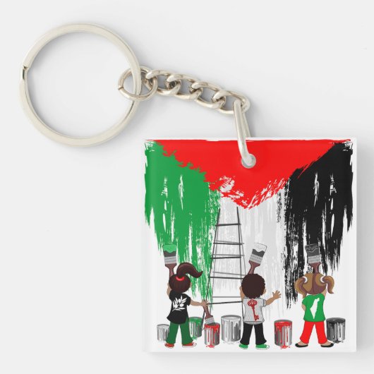 Children of Gaza Painting Palestine Flag キーホルダー (正面)