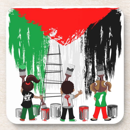 Children of Gaza Painting Palestine Flag コースター (正面)