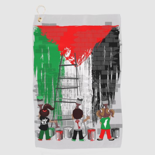 Children of Gaza Painting Palestine Flag  ゴルフタオル (正面)