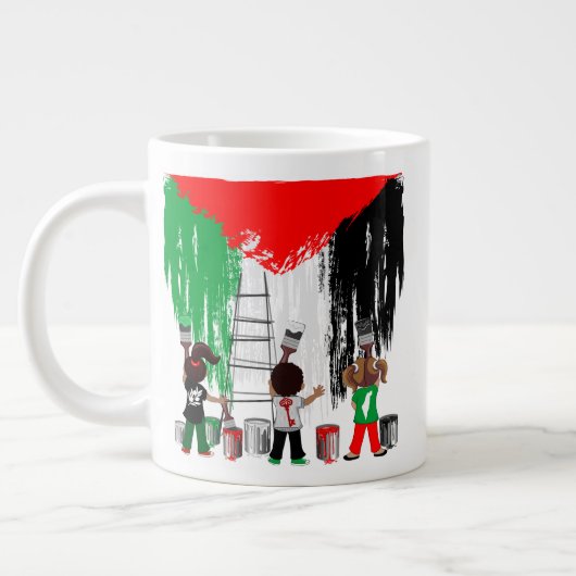 Children of Gaza Painting Palestine Flag  ジャンボコーヒーマグカップ (左)